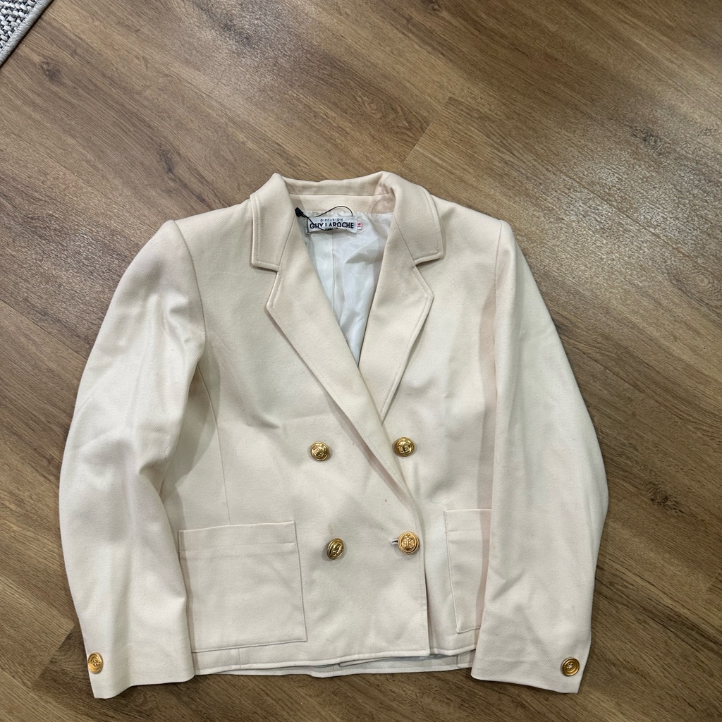 Guy Laroche Cream Double-Breasted Blazer